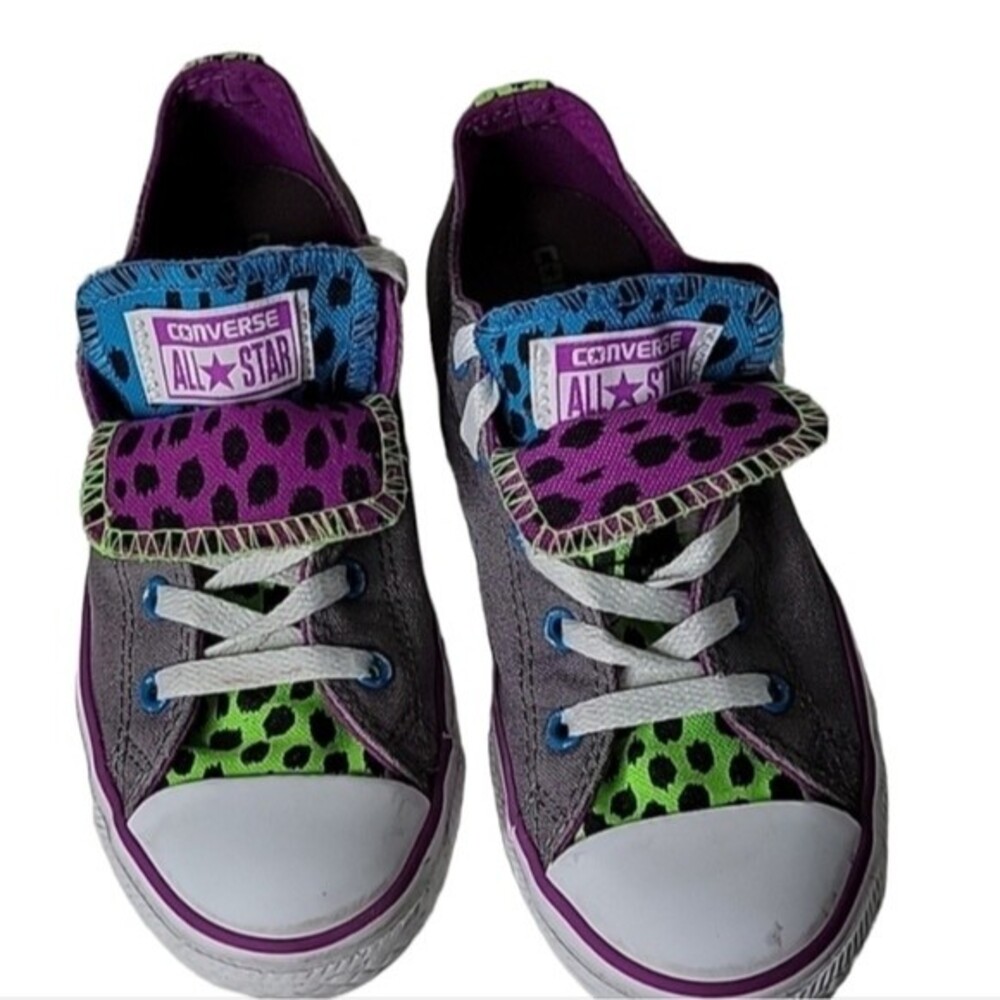 Gray Converse all star double tongue sneaker shoes  Size 3 kids *